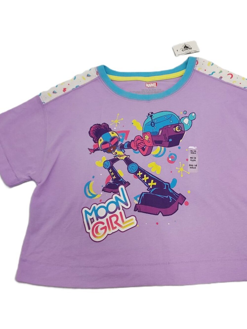 MARVEL PURPLE MOON GIRL GRAPHIC SHORT SLEEVE T SHIRT GIRLS TOP SIZE: 14 (XL) NWT